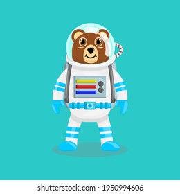 Illustration vector cartoon of cute bear with astronaut costume. Childish cartoon design suitable for product design of children's books, t-shirt, greeting cards etc