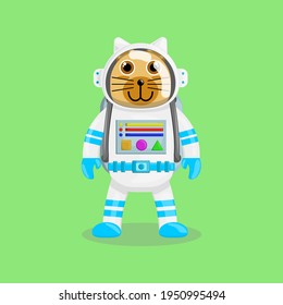Illustration vector cartoon of cute brown dog with astronaut costume. Childish cartoon design suitable for product design of children's books, t-shirt, greeting cards etc