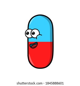 ilustración vectorial cartoon del icono de la medicina de la cápsula linda