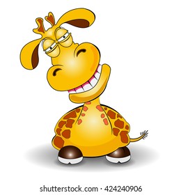 Illustration vector of cartoon cute giraffe on whit background