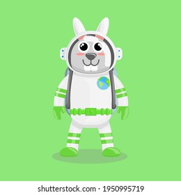 Illustration vector cartoon of cute rabbit with astronaut costume. Childish cartoon design suitable for product design of children's books, t-shirt, greeting cards etc