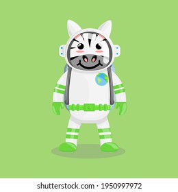 Illustration vector cartoon of cute zebra with astronaut costume. Childish cartoon design suitable for product design of children's books, t-shirt, greeting cards etc