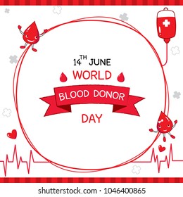 Illustration vector of cartoon drop character and symbol design for World Blood donor day poster.