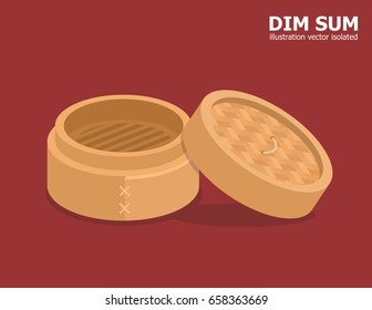 illustration vector cartoon flat style of Chinese food bamboo plate.