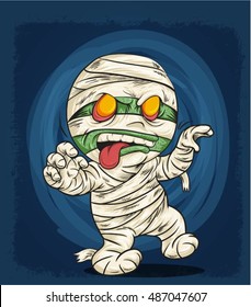 illustration vector of cartoon funny mummy