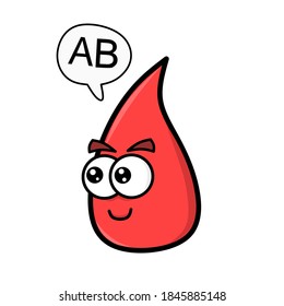 illustration vector cartoon icon of human blood with group AB