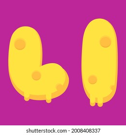 Dibujo vectorial de ilustración de letra "L" en forma de queso fundido. Dibujo de diseño moderno y sencillo. Adecuado para el diseño de alimentos y productos infantiles