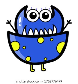 illustration vector of cartoon monster character. 