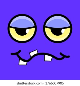 ilustración vector de la cara del monstruo de la caricatura sobre fondo azul. tema infantil. perfecto para cualquier tipo de diseño.