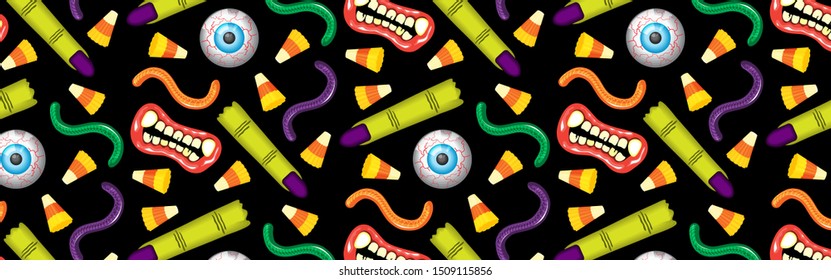 illustration vector cartoon of spooky face made of Halloween jelly or candy concept for invitation decoration card