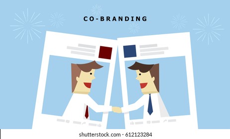 Illustration vector cartoon style of Collaborate branding on social media page as concept.
