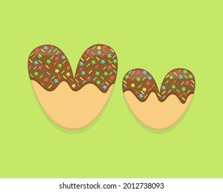 Illustration vector cartoon of "V" alphabet letter in the shape of sweet chocolate donut. Cartoon simple modern design. Suitable for design of food and kids product