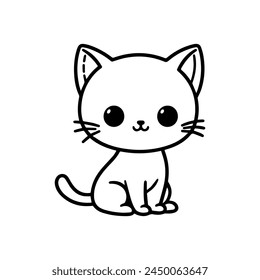 illustration vector of cat. Coloring Page Outline Of cartoon cat. Coloring book for kids