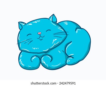  illustration vector Cat cute pet art  blue