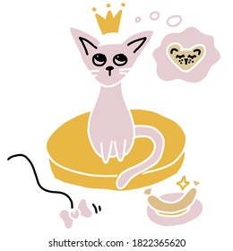 illustration of vector cat and mouse dream
