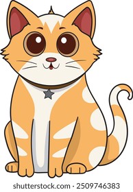 Ilustración de gato de Vector con cadena de estrella hecha por Flamma Studio