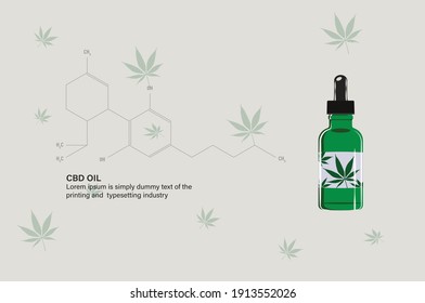 Illustration vector: CBD oil bottle and formula