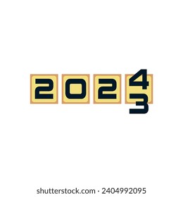 illustration vector changeover from 2023 to 2024, welcome to new year 2024 and goodbye 2023