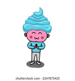 Illustration vector character ice cream icon