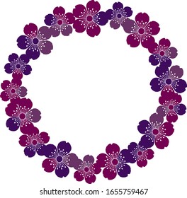 Vector de ilustración de flores de cerezo dispuestas en círculo