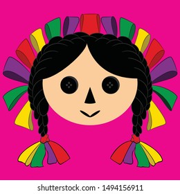 Illustration vector of china poblana mexican traditional toy