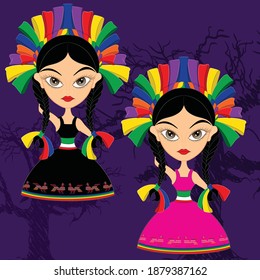 Illustration vector of china poblana mexican traditional toy