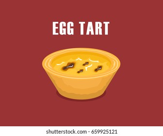 Illustration Vector Of Chinese Dessert Egg Tart Icon.