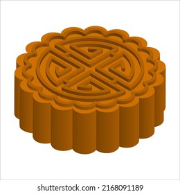 illustration vector of Chinese vitage stamp sign moon cake isometric 3d  isolated on white background. 