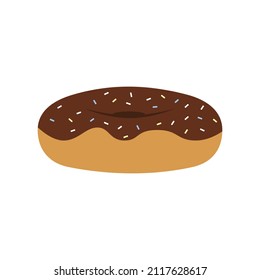 Illustration of vector chocolate donut with sprinkles. Suitable for food content and infographic.