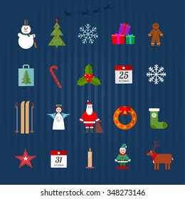 Illustration of vector Christmas and Happy New Year flat design 