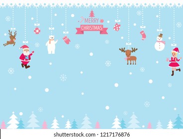 Illustration vector of Christmas ornaments on snow background