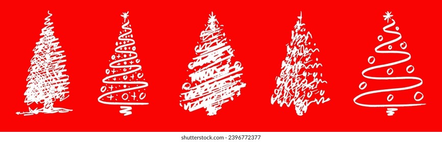 illustration vector of Christmas tree,Christmas tree icon, logo or symbol set for new year card and christmas card