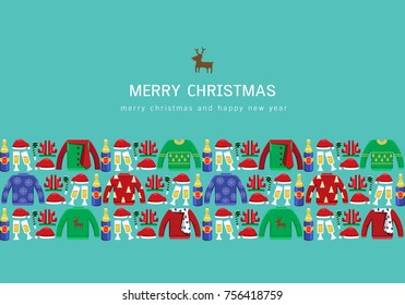 Illustration vector Christmas ugly sweater party as concept.