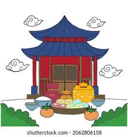 Illustration vector of Chuseok Day or Korean style thanks giving day, perfect for greeting cards, magazines, newspapers, children's content and calendars.