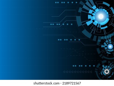 Illustration or vector of circle blue abstract engineering technology background, communication and innovation concept 