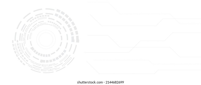Ilustración o vector de círculo y línea de fondo de tecnología de ingeniería abstracta en blanco y negro, concepto de comunicación e innovación 