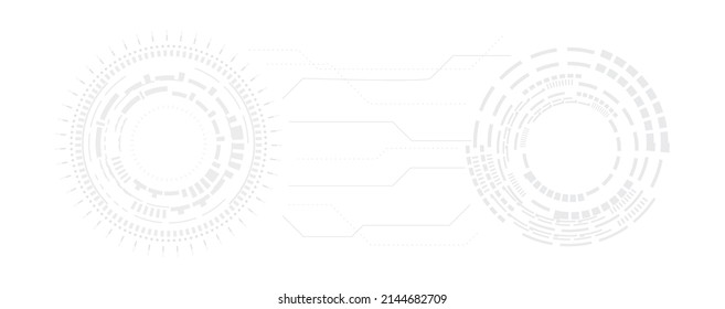 Illustration or vector of circle and line black and white abstract engineering technology background, communication and innovation concept 