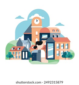 Illustration Vector of Cityscape landmark