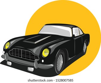 illustration of vector classic car on white background