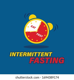 Illustration vector: Clock, fork and spoon for Intermittent fasting concept.