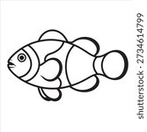 Illustration vector of a clownfish line art design