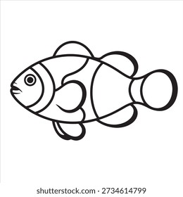 Illustration vector of a clownfish line art design