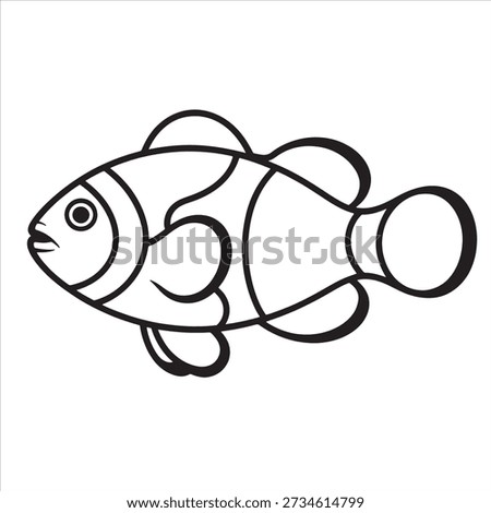 Illustration vector of a clownfish line art design