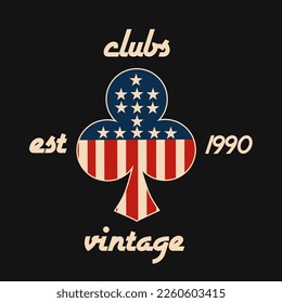illustration vector of club card with american motif perfect for print,etc