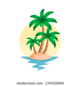 illustration vector of coconut tree in the beach