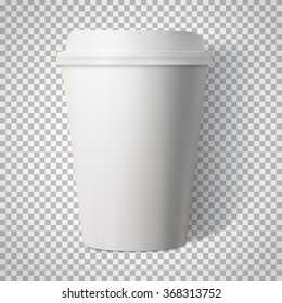 Illustration Of Vector Coffee Cup Isolated On Transparent PS Style Background. Photorealistic Vector EPS10 Paper Coffee Cup Mockup