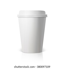 Illustration of Vector Coffee Cup Isolated on White Background. Photorealistic 3D Vector EPS10 Paper Coffee Cup Mockup 