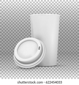 Illustration of Vector Coffee Cup Mockup. Realistic Open Coffee Cup To Go