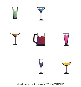 Illustration vector of collection alcohol glass
