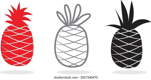  ilustración Colección vectorial conjunto de piña en diferentes estilos, festivo frutado, verano con fondo blanco piña.